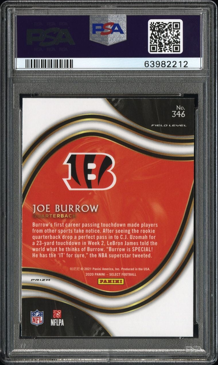 2020 Panini Select Joe Burrow Disco Prism PSA 10 Rookie RC