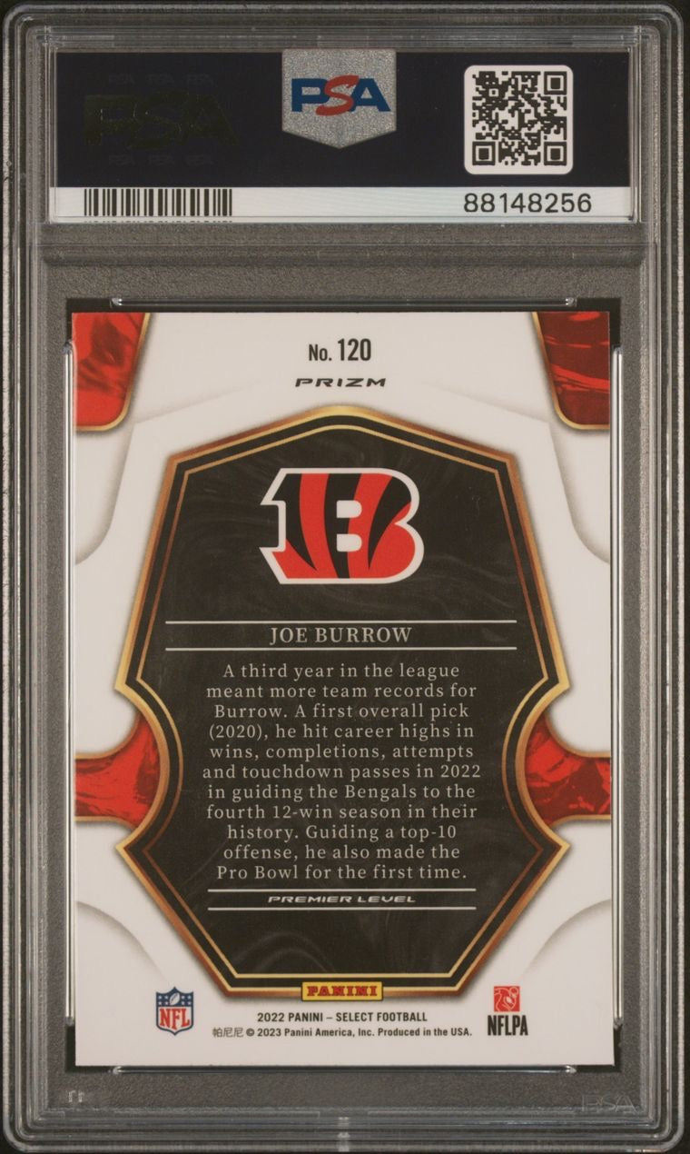 2022 Panini Select Joe Burrow Tiger Prizm PSA 8