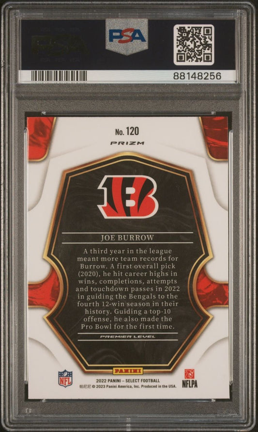 2022 Panini Select Joe Burrow Tiger Prizm PSA 8