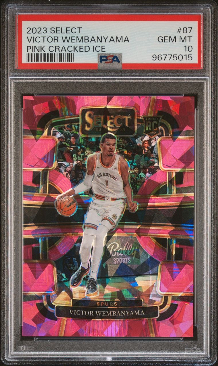 2023 Panini Select Victor Wembanyama Pink Cracked Ice 11/99 PSA 10 Rooie RC