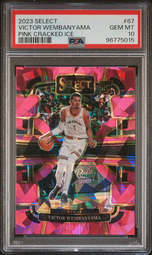 2023 Panini Select Victor Wembanyama Pink Cracked Ice 11/99 PSA 10 Rooie RC