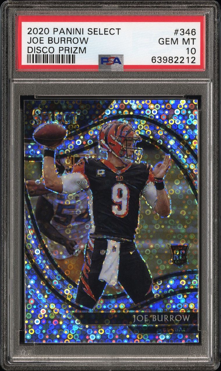 2020 Panini Select Joe Burrow Disco Prism PSA 10 Rookie RC